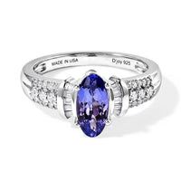 D''Joy Premium Tanzanite, Diamond (0.24 cts) Ring in Rhodium Over Sterling Silver (Size 10.0) 1.35 ctw