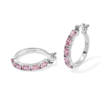 EverTrue Simulated Pink Diamond Hoop Earrings in Stainless Steel (Ships in 10-12 Days) 7.25 ctw