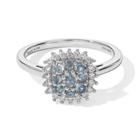 D''Joy Montana Sapphire, Moissanite Rockies Grand Mosaic Ring in Rhodium Over Sterling Silver (Size 10.0) 1.50 ctw