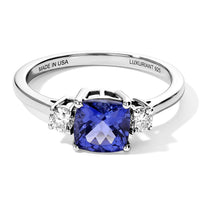 Premium Tanzanite, Luxuriant Lab Grown Diamond (G-H SI) (0.20 cts) Solitaire Ring in Rhodium Over Sterling Silver (Size 10.0) 1.70 ctw