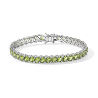 D''Joy Premium Hebei Peridot and White Zircon 20.40 ctw Bracelet in Rhodium Over Sterling Silver (7.25 In)
