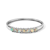 Doorbuster EverTrue AAA Ethiopian Welo Opal and Moissanite 4.20 ctw Bangle Bracelet in Stainless Steel (7.25 In)