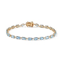D'Joy Premium Lab Certified Swiss Blue Topaz Bracelet in 18K Vermeil YG Over Sterling Silver (6.50 In) 12.00 ctw