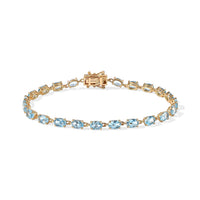 D'Joy Premium Lab Certified Swiss Blue Topaz Bracelet in 18K Vermeil YG Over Sterling Silver (6.50 In) 12.00 ctw