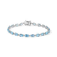 D'Joy Premium Lab Certified Swiss Blue Topaz Bracelet in 18K Vermeil YG Over Sterling Silver (6.50 In) 12.00 ctw