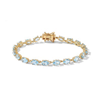 D'Joy Premium Swiss Blue Topaz Ocean Glow Bracelet in 18K Vermeil YG Over Sterling Silver (8.00 Inch) 12.70 ctw