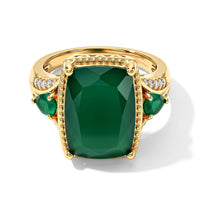 EverTrue Premium Verde Onyx and White Zircon 6.90 ctw Ring in 18K YG Plated (Size 10.0)