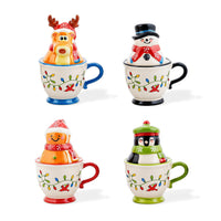 Temp-Tations Seasonal Set of 4 Stacking Salt & Pepper Shakers - Winter Whimsy