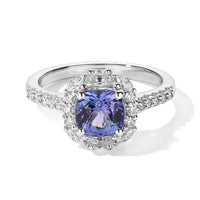 Certified & Appraised D''Joy Premium Tanzanite, Moissanite Ring in Rhodium Over Sterling Silver (Size 10.0) 1.85 ctw