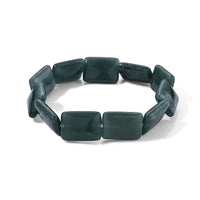 Natural Olmec Jadeite Beaded Rectangle Stretch Bracelet (6.5-7.0In) 150.00 ctw