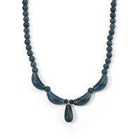 D''Joy Natural Olmec Jadeite Beaded Necklace (20-22 Inches) in 14K YG Over Sterling Silver 400.00 ctw