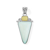 Arrowhead Aquamarine Soutwest and Jade 30.00 ctw Pendant Without Chain in Stainless Steel (Center Stone Varies)