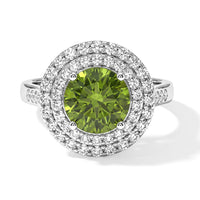 Certified and Appraised D'Joy Premium Hebei Peridot and Moissanite 2.55 ctw Ring in Rhodium Over Sterling Silver (Size 10.0)