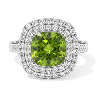 Certified and Appraised D'Joy Premium Hebei Peridot and Moissanite 2.70 ctw Ring in Rhodium Over Sterling Silver (Size 10.0)