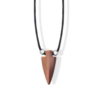 Arrowhead Goldstone and Lava 32.00 ctw Cord Necklace in Stainless Steel 16-20 Inches