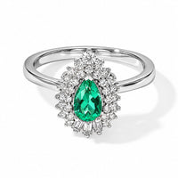 Certified and Appraised D'Joy Premium Boyaca Colombian Mint Emerald and Lab Grown Diamond G-H SI 1.00 ctw Ring in Rhodium Over Sterling Silver (Size 10.0)