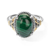 EverTrue African Malachite Solitaire Ring in 18K YG Plated and Platinum Bond (Size 10.0) (Ships in 10-12 Days) 8.90 ctw