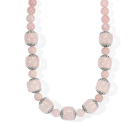 EverTrue Rose Quartz 525.00 ctw Beaded Necklace in Platinum Bond 20 Inches