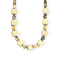 EverTrue Serpentine and Yellow Turquoise 510.00 ctw Beaded Necklace in Platinum Bond 20 Inches
