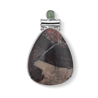 Picture Jasper, Multi Gemstone Drop Tube Pendant Without in Stainless Steel (Center Stone Varies) 60.00 ctw