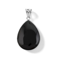 Black Feldspar 60.00 ctw Drop Pendant Without in Stainless Steel