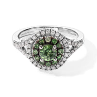 D''Joy Premium Tsavorite Garnet, Moissanite Ring in Rhodium Over Sterling Silver (Size 10.0) 1.00 ctw