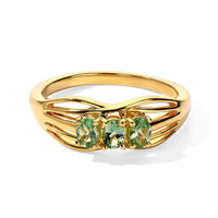 D''joy Tsavorite Garnet 3 Stone Ring in 18K YG Plated Sterling Silver 0.60 ctw (Size 10.0) 0.60 ctw