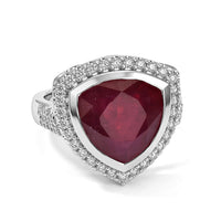 Certified and Appraised D''Joy Premium Niassa Ruby (FF), Moissanite Ring in Rhodium Over Sterling Silver (Size 10.0) 8.70 ctw