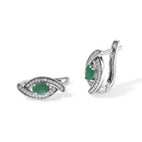 D''Joy Premium Kagem Zambian Emerald and White Zircon 0.75 ctw Earrings in Rhodium Over Sterling Silver