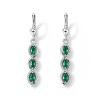D''Joy Premium Kagem Zambian Emerald 0.80 ctw Earrings in Rhodium Over Sterling Silver