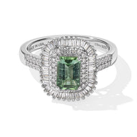 D''Joy AAA Mint Tourmaline and White Diamond 1.50 ctw Ring in Rhodium Over Sterling Silver (Size 7.0)
