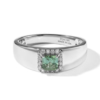 D''Joy Asscher Cut AAA Mint Tourmaline and White Diamond 0.90 ctw Ring in Rhodium Over Sterling Silver (Size 10.0)