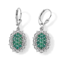 D''Joy Premium Kagem Zambian Emerald and Moissanite 1.40 ctw Earrings in Rhodium Over Sterling Silver
