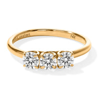 14K Yellow Gold Luxuriant Lab Grown Diamond (E-F, VS) Trilogy Featherlight Comfort Band Ring (Size 10.0) 0.75 ctw