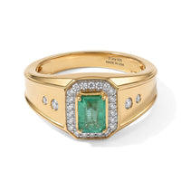 D''Joy Premium Emerald and Moissanite 1.30 ctw Men s Ring in 18K Vermeil Yellow Gold Over Sterling Silver (Size 10.0)