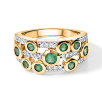 D''Joy Premium Kagem Zambian Emerald and White Zircon 1.35 ctw Ring in 18K Vermeil Yellow Gold Over Sterling Silver (Size 7.0)