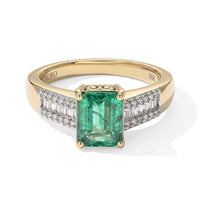 Luxoro 10K Yellow Gold AAA Emerald, White Diamond (I2) (0.20 cts) Ring (Size 10.0) 1.60 ctw