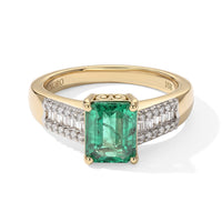 Luxoro 10K Yellow Gold AAA Emerald, White Diamond (I2) (0.20 cts) Ring (Size 10.0) 1.60 ctw