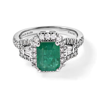 D''Joy AAA Kagem Zambian Emerald and Moissanite 1.90 ctw Ring in Rhodium Over Sterling Silver (Size 7.0)