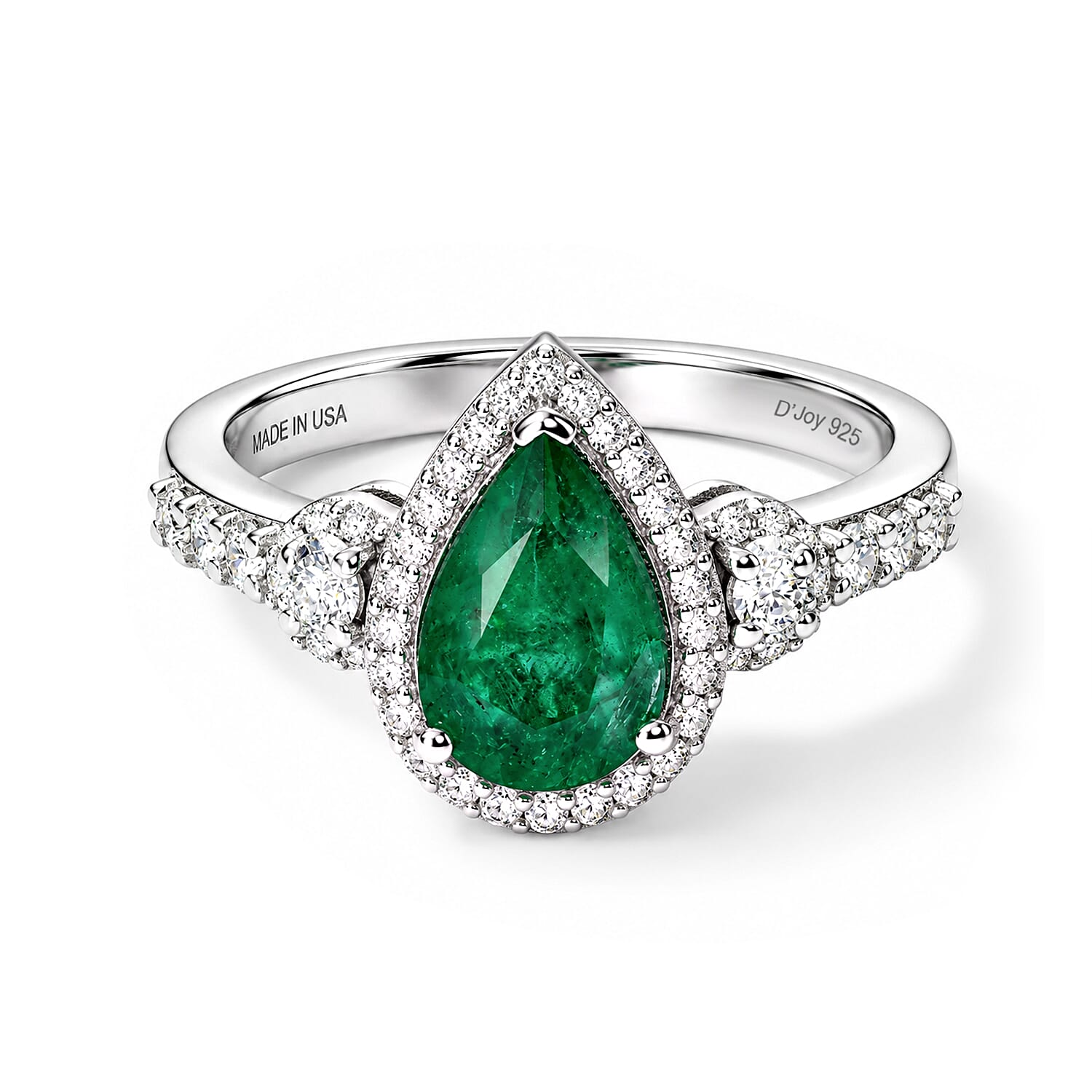 D'Joy AAA Kagem Zambian Emerald and Moissanite 1.85 ctw Teardrop