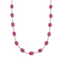D'Joy Premium Niassa Ruby (FF) 55.00 ctw Beaded Graduated Necklace (18-20 Inches) in 18K Vermeil Yellow Gold Over Sterling Silver