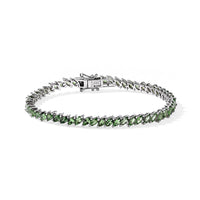 D'Joy Premium Tsavorite Garnet 7.15 ctw Petal Tennis Bracelet in Rhodium Over Sterling Silver (6.50 In)