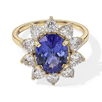 10K Yellow Gold Premium Tanzanite, Lab Grown Diamond (VS) (0.90 cts) Ring (Size 10) 3.75 ctw