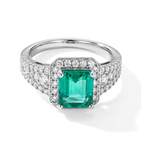 AAAA Boyaca Colombian Emerald and White Diamond SI 2.75 ctw Ring in 900 Platinum (Size 6.0) 7.20 Grams