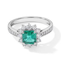 AAAA Boyaca Colombian Emerald and White Diamond SI 1.70 ctw Ring in 900 Platinum (Size 6.5) 4.20 Grams