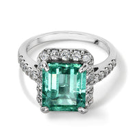 AAAA Boyaca Colombian Emerald and White Diamond SI 4.10 ctw Ring in 900 Platinum (Size 6.5) 6.50 Grams