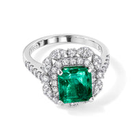 AAAA Boyaca Colombian Emerald and White Diamond SI 3.70 ctw Ring in 900 Platinum (Size 6.5) 6.90 Grams