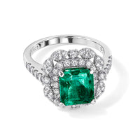 900 White Platinum AAAA Boyaca Colombian Emerald, White Diamond (SI) Ring (Size 6.5) (6.90 g) 3.70 ctw