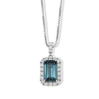 900 Platinum AAAA Monte Belo Indicolite and White Diamond SI 6.40 ctw Pendant with 850 Platinum Necklace 18 Inches 7.30 Grams