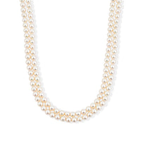 Japanese Pearl Two Row Necklace in Sterling Silver 16 Inches